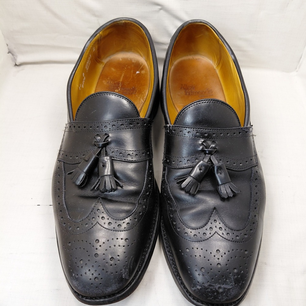 Allen Edmonds Chambray Mens 11 B Black Leather Tassel Wingtip Loafers 6204 - Picture 3 of 15